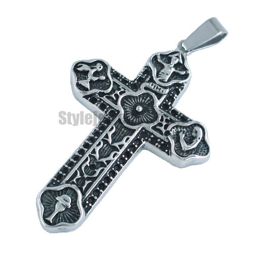 Stainless steel jewelry pendant St. Maria prayer cross pendant SWP0009 - Click Image to Close